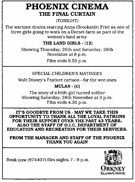 Last ever film at Phoenix Cinema