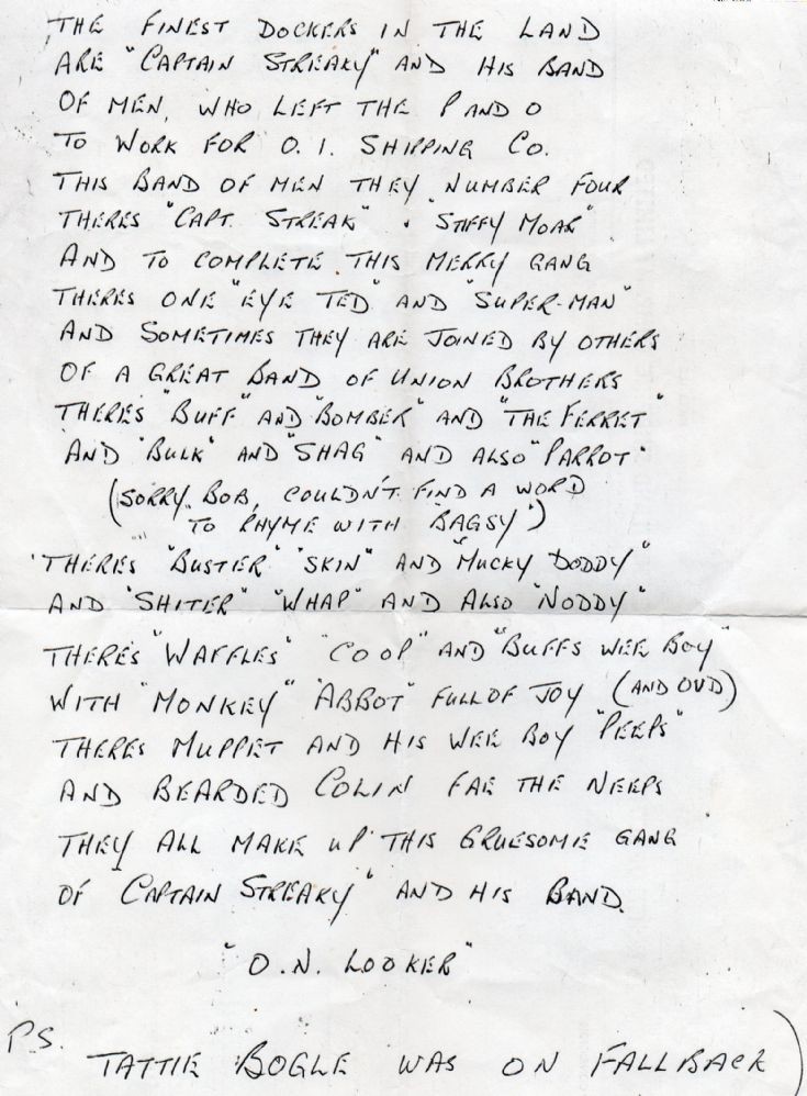 Poem of dockers' nicknames