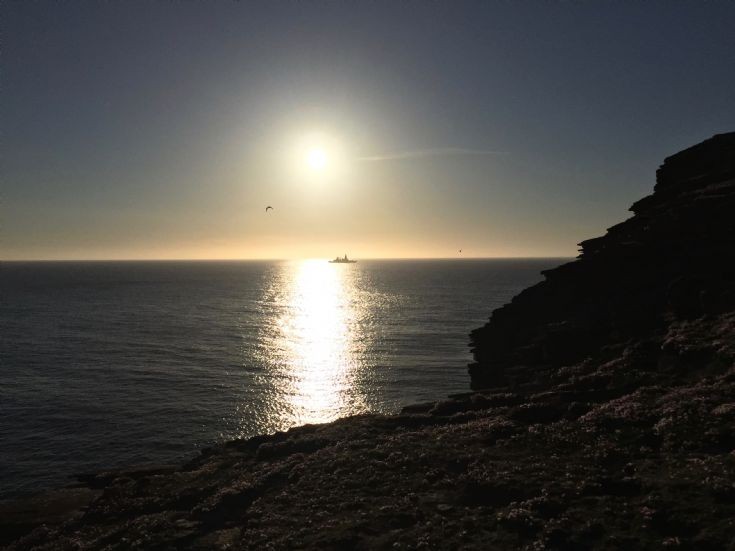HMS Duncan over the HMS Hampshire wreck