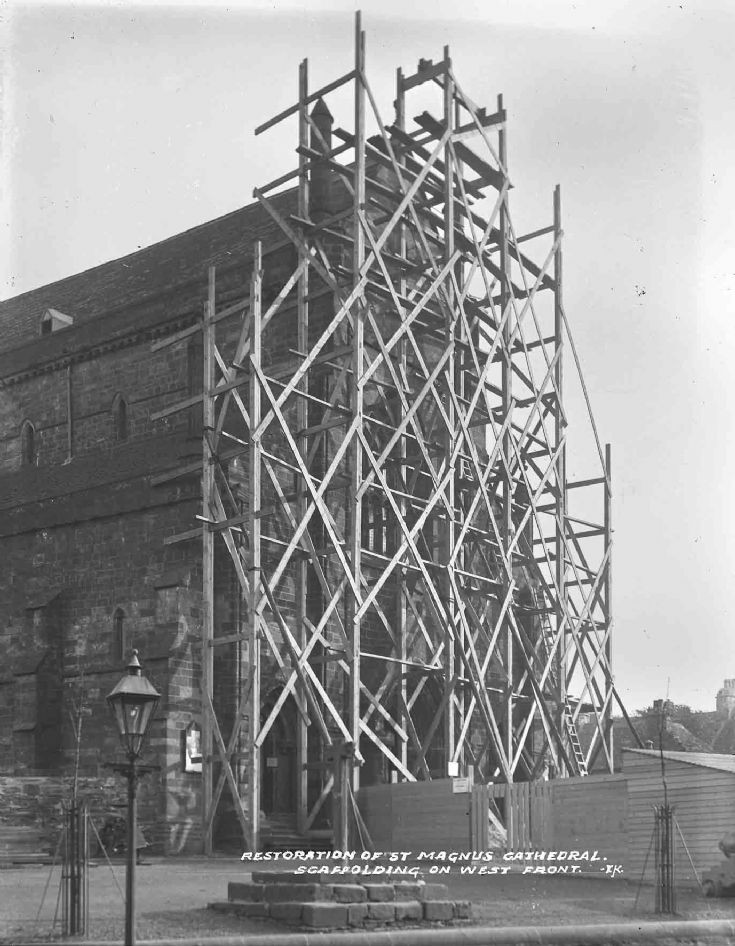 Scaffolding on Cathedral west front