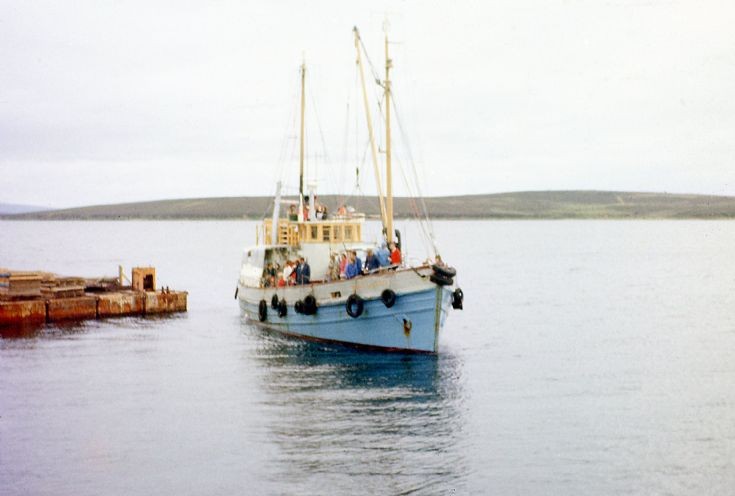 MV Watchful approaching Lyness Pier