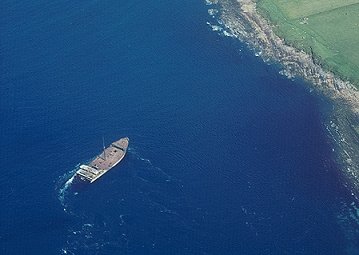 Blockship (Hoy) from the air